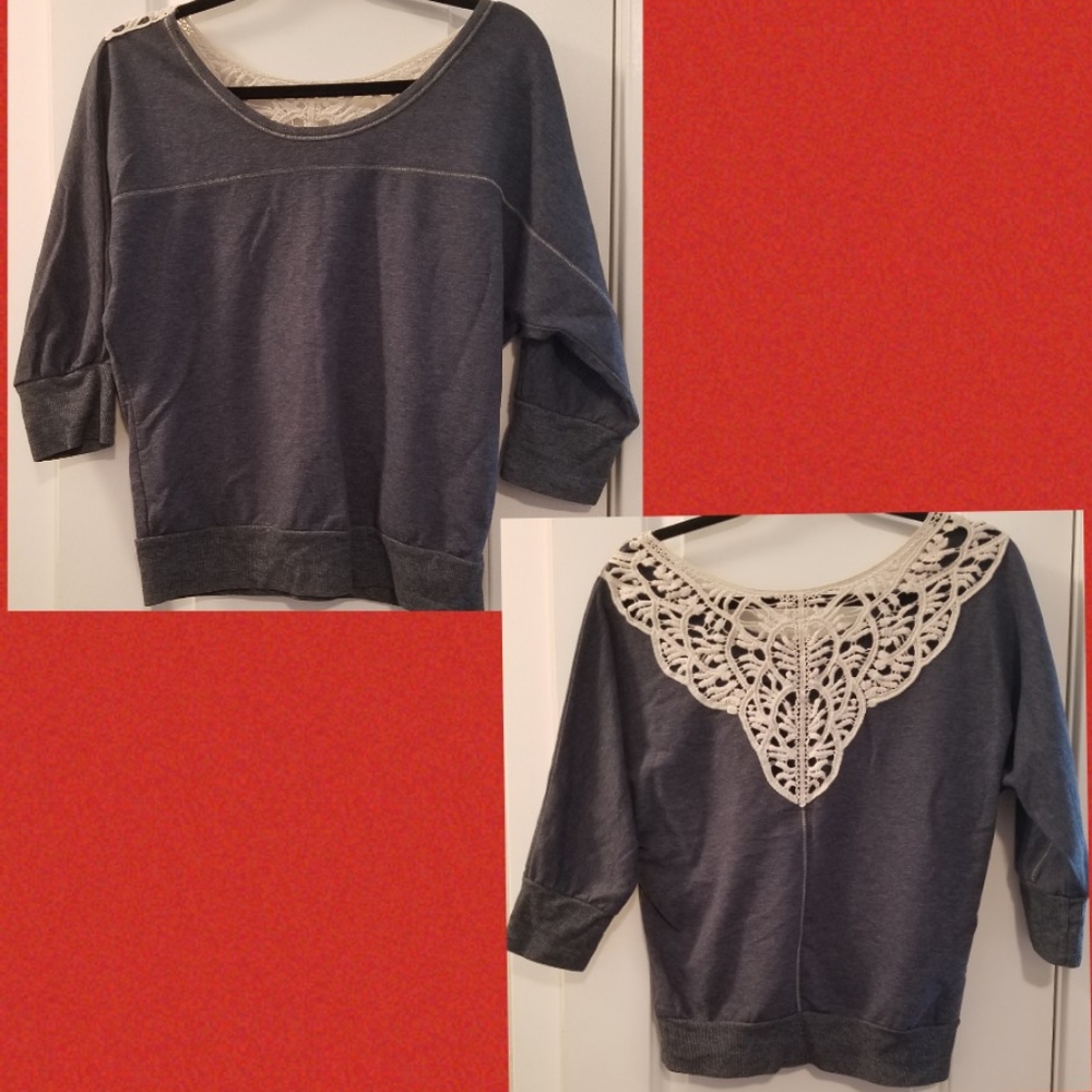 Full Tilt_Crochet Lace Sweater Top